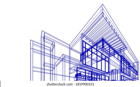 Architectural drawing vector 3d illustration