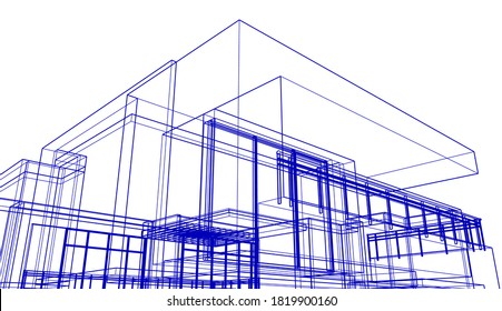 Dibujo arquitectónico vector 3d ilustración