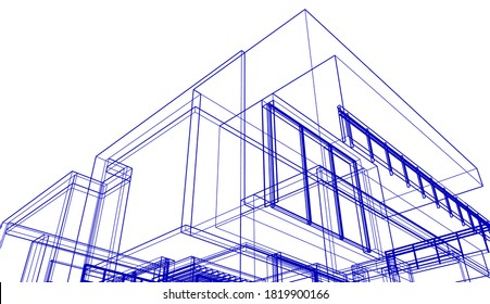 Dibujo arquitectónico vector 3d ilustración