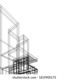 Architectural drawing vector 3d illustration
