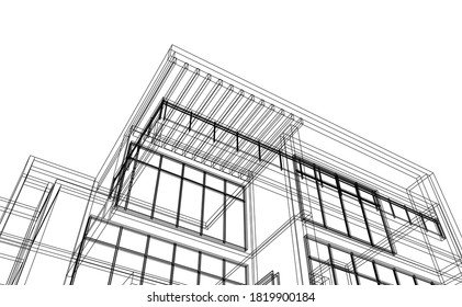 Architectural drawing vector 3d illustration