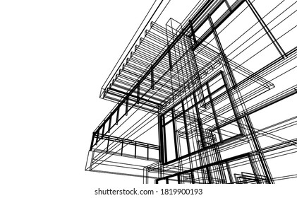 Architectural drawing vector 3d illustration