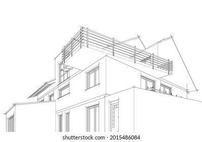 architektonische Zeichnung, Vektorgrafik 3d