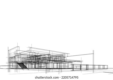 Dibujo arquitectónico vector 3d ilustración