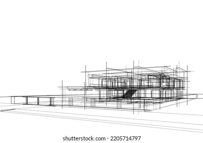 Dibujo arquitectónico vector 3d ilustración