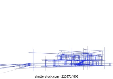 Architectural drawing vector 3d illustration
