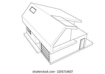 Architectural drawing vector 3d illustration