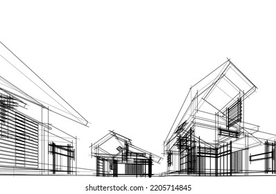 Architectural drawing vector 3d illustration