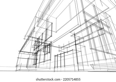 Architectural drawing vector 3d illustration