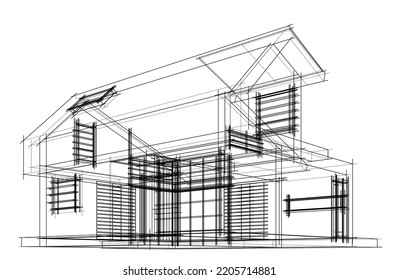 Architectural drawing vector 3d illustration