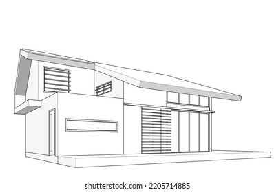 Dibujo arquitectónico vector 3d ilustración