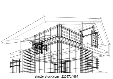 Architectural drawing vector 3d illustration