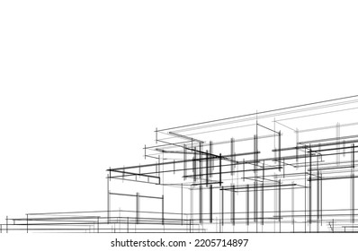 Architekturzeichnung, Vektorgrafik 3D-Illustration