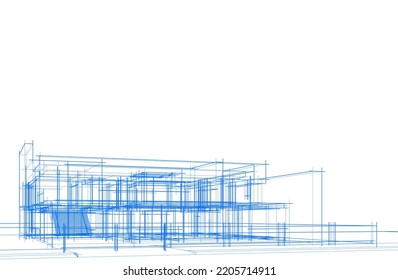 Architectural drawing vector 3d illustration