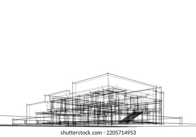 Architectural drawing vector 3d illustration