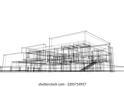 Architectural drawing vector 3d illustration