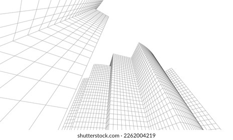 Dibujo arquitectónico vector 3d ilustración