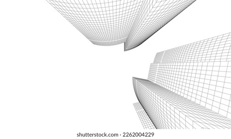 Architectural drawing vector 3d illustration
