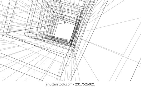 ilustración 3d del vector de dibujo arquitectónico