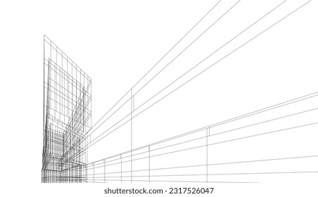 ilustración 3d del vector de dibujo arquitectónico