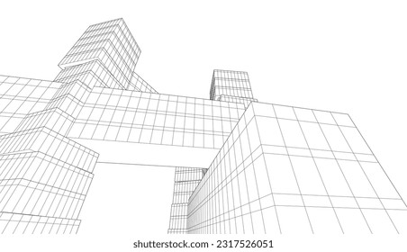 ilustración 3d del vector de dibujo arquitectónico