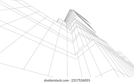 architectural drawing vector 3d illustration