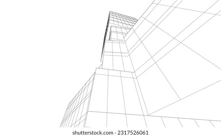 ilustración 3d del vector de dibujo arquitectónico