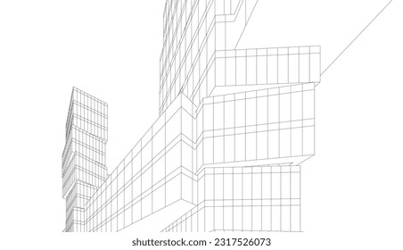 architectural drawing vector 3d illustration