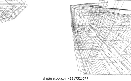architectural drawing vector 3d illustration