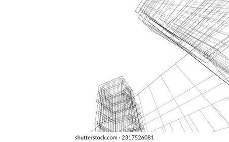 architectural drawing vector 3d illustration