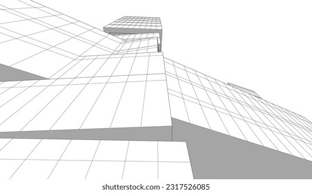 ilustración 3d del vector de dibujo arquitectónico