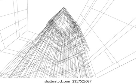 architectural drawing vector 3d illustration