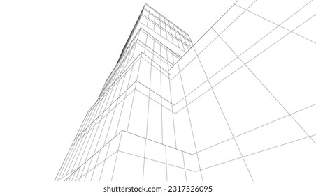 ilustración 3d del vector de dibujo arquitectónico