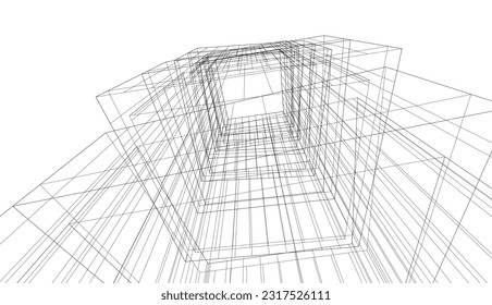 architectural drawing vector 3d illustration