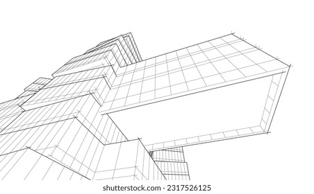 architectural drawing vector 3d illustration
