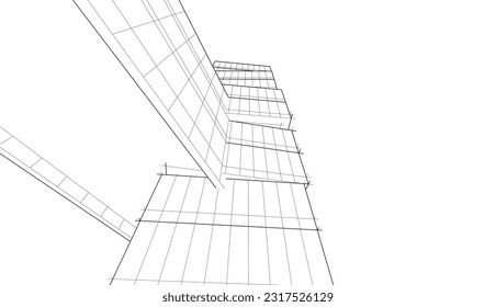 architectural drawing vector 3d illustration