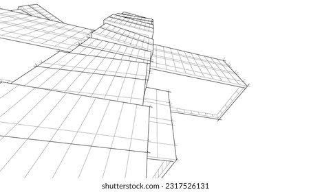 architectural drawing vector 3d illustration