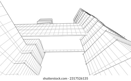 architektonische Zeichnung, Vektorgrafik 3d