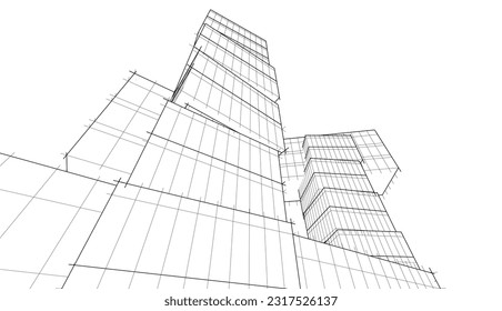 architektonische Zeichnung, Vektorgrafik 3d
