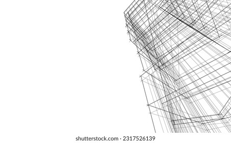 ilustración 3d del vector de dibujo arquitectónico