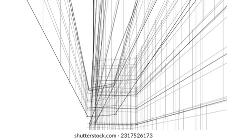 architektonische Zeichnung, Vektorgrafik 3d