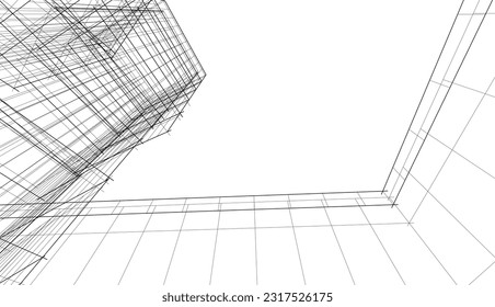 architectural drawing vector 3d illustration