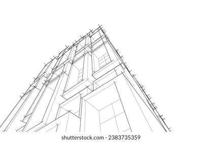 Architekturzeichnung, Vektorgrafik 3D-Illustration