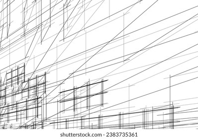 Architectural drawing vector 3d illustration
