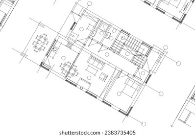Architectural drawing vector 3d illustration