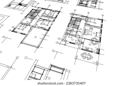 Architectural drawing vector 3d illustration