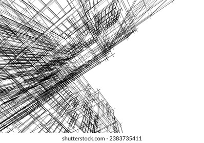 Dibujo arquitectónico vector 3d ilustración