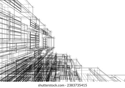 Architectural drawing vector 3d illustration