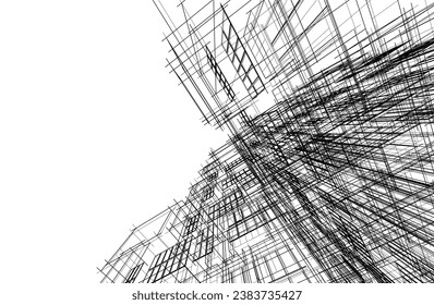 Architectural drawing vector 3d illustration