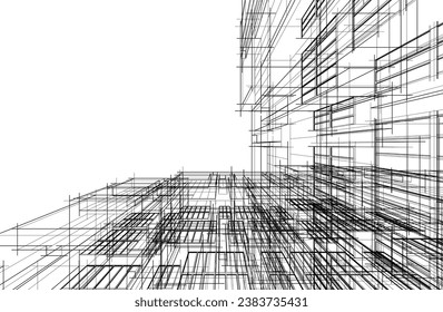 Dibujo arquitectónico vector 3d ilustración